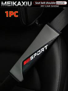 MEIKAXIU 1pc/2pcs New SPORT Red Carbon Fiber Car Shoulder Pad Safety Belt Decor Accessories, Auto Interior - Red Letter SPORT Shoulder Pads - View 14