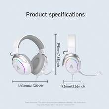 AJAZZ AHW10 Wired Gaming Headset, Virtual 7.1 Surround Sound For Precise Positioning, Wired Connection, RGB Lighting, Adjustable Metal Headband, High-Performance (Freely Adjustable Via Web Driver) - View 2