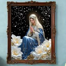 1 قطعة طقم رسم الألماس 5D DIY، المقاس 30x40 سم، يتميز بزهرة الزنبق والقديس المصلي، لوحة زخرفية إبداعية، فسيفساء اللؤلؤ اليدوية، مناسبة لديكور المنزل، هواة DIY، وهدية للأصدقاء والمناسبات، بدون إطار - مشاهدة 3