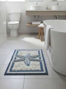 1 tấm thảm chống trượt hình sao biển 3D, làm từ len mềm mại, êm ái và thời trang, thích hợp cho lối vào, phòng tắm, nhà bếp. - A - Xem 1