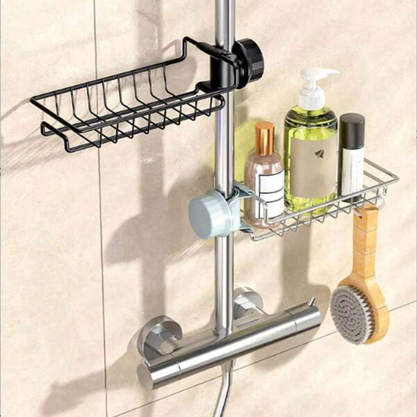 1/2 piezas Estante organizador de acero inoxidable para fregadero, soporte de almacenamiento con forma esférica para esponja, jabón, cepillo, toalla, cesta de ducha para el baño