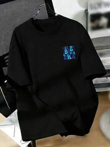 Tween Boy Casual Graphic Print Crew Neck Short Sleeve T-Shirt, Summer Top - Black - View 5