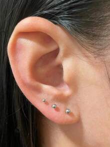 10pcs/Set Minimalist 18K Gold Plated Round Bead Design Earrings, Includes Ear Plugs, Unisex, Suitable For DIY, Daily Wear, Beach, Bathing, Sleeping And Leisure - DIY Minimalist Spherical Earrings - View 7