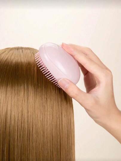 1 paquete Mini cepillo de masaje del cuero cabelludo en forma de huevo portátil y lindo, cepillo de almohadilla suave, adecuado para uso en salón portátil, desenredado y peinado, apto para todo tipo de cabello