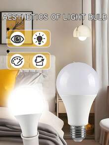 8颗E27 7/9/12/15W LED灯泡相当于75W白炽灯，冷白光6500K，1000流明超亮灯泡，适用于客厅、厨房、卧室和办公室。 - 8個裝燈泡 - 查看 2