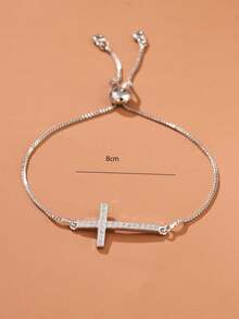 1条女士十字手链，适合日常佩戴 - 銀色 - 查看 6