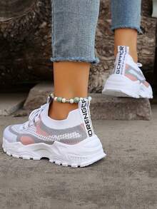 Lightweight Soft-Sole Sports Shoes, Breathable With Elastic Cushioning. Comfortable For Outdoor Activities And Daily Wear All Year Round. - Pink - View 5