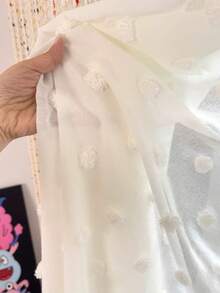 1件装 3D 提花绒球流苏亚麻薄纱窗帘 - 日式亚麻风格，杆袋式设计，适用于客厅和卧室 - 透明透光窗帘，客厅窗帘，卧室窗帘（160克面料重量） - 1PC - 查看 5
