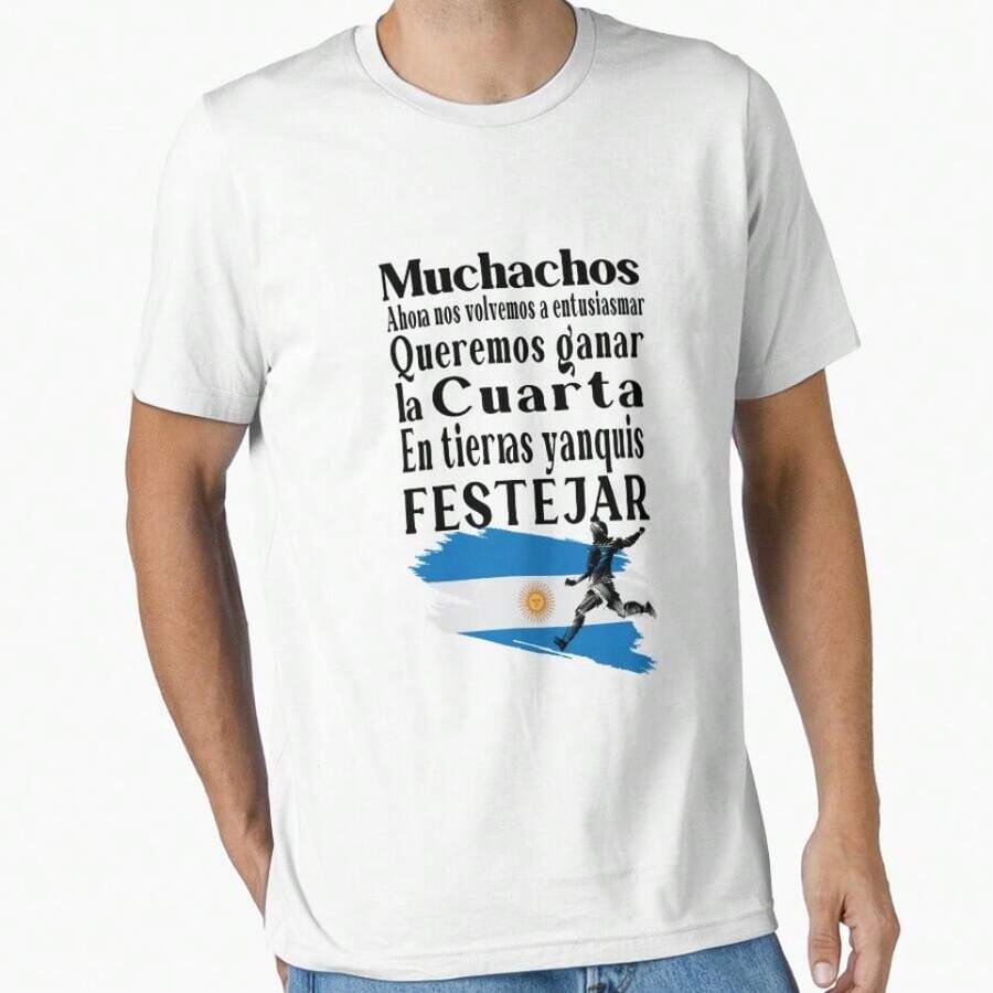Argentina 2026 – Muchachos – Rumbo A La Cuarta En USA 2026 Essential T-Shirt - trắng - Xem 1