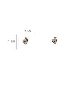 一对心形黑白渐变印花油滴耳环，适合女性日常佩戴和商务场合。 - 黑與白 - 查看 5