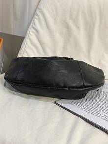 peach tree 可调节肩带手提包，拉链封口单肩包，男女通用休闲纯色斜挎包，大容量邮差包，送给年轻人的圣诞礼物 - 黑色 - 查看 11