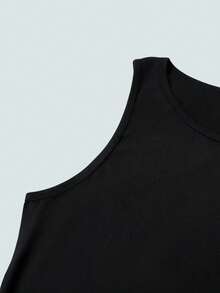 Modcrash 男士春夏上衣，雄心勃勃，标语印花，无袖上衣，春夏款 - 黑色 - 查看 5