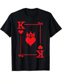 King Print Men's Vintage Pattern T-Shirt| Short-Sleeved Round-Neck T-Shirt With King Print Logo, Casual And Stylish, Machine Washable, Suitable For Outdoor And Sports Wear, Suitable For All Seasons. Minimalist Style  Sweatshirt ,Mens Clothes,Shorts,Shirts,Men,Romwe - 黑色 - 查看 6