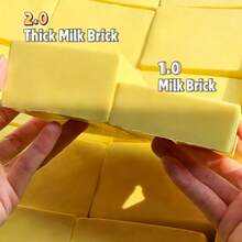 Soft Milk Brick Slow Rebound Sticky Hand Simulation, Realistic Yellow Butter Cake Emitting High-End Pastry Aroma, Soft Texture, Very Fun To Play With - Multicolor - View 2