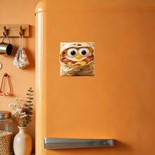 Latin-Inspired Spicy Beef & Lime Wrapped Companion, With Cilantro Magnet: The Filling Is Spicy Beef And Fresh Lime, With A Large Cartoon Eye Design And Toasted Wrap Texture, Asymmetrical Square Shape With Sticker Edge - A Lively And Cute Little Fridge Buddy - F - View 5