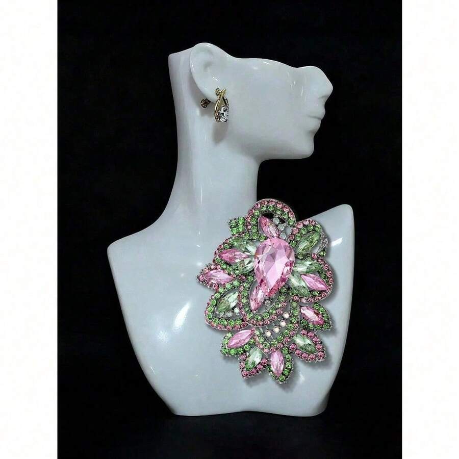 Women Brooch, Lapel Pin - 粉紅色 0957 - 查看 1