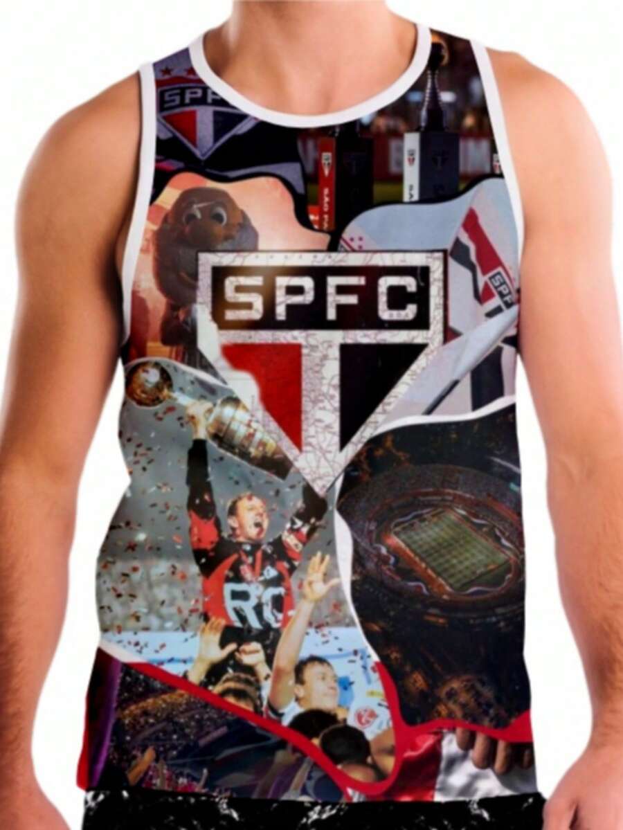 Sleeveless Polyester Tank Top São Paulo Fan - Multicolor - View 1