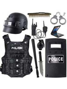 2025新款特警服装套装 - 儿童角色扮演玩具 - 手榴弹 - 手铐 - 警棍 - 特警道具 - 亲子互动玩具 - 生日礼物 - 复活节礼物 - 节日礼物 - 完美礼物 - 礼物 - 玩具 - 彩色 - 查看 9