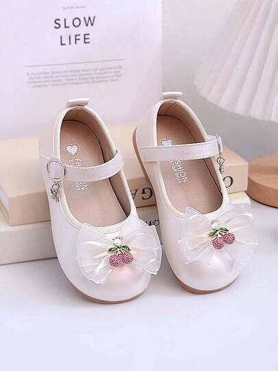 1 Pair Girls' Low Vamp Princess Leather Shoes, Slip-On, Anti-Slip, Soft Sole, Wear-Resistant, Retro Mary Jane Style, Breathable, Casual, Versatile, Suitable For Spring, Summer, Autumn