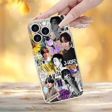 Collage de miembros de  con colores vibrantes. Tema de collage.funda de teléfono Fundas compatibles con ,Apple,VIVO,OPPO,,, y Honor.Fabricadas en silicona TPU,ofrecen protección contra golpes y caídas. - transparente - Ver 5