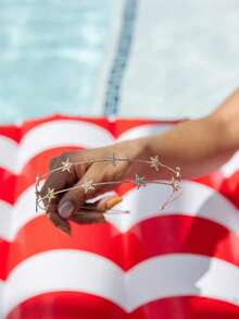 1件金属发饰，双层星星发箍，甜美简约发圈 - 金色 - 查看 7