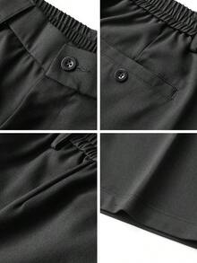 GRDR | 男士休闲裤，春夏时尚 | 百搭简约修身西装裤 | 垂坠感好，抗皱透气 - 黑色 - 查看 5