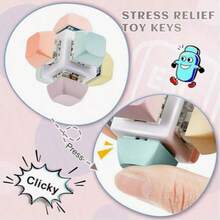1pc 6-Key Stress Relief Squeeze Toy, Mechanical Fidget Keychain - Multicolor - View 3
