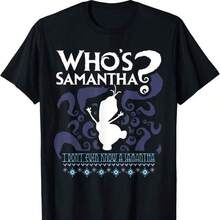 Who's Samantha Funny Frozen Snowman Questions T-Shirt - màu đen - Xem 1