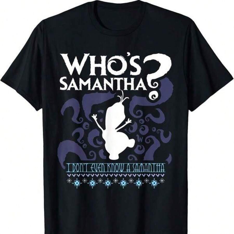 Who's Samantha Funny Frozen Snowman Questions T-Shirt - màu đen - Xem 1