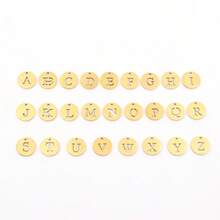 1pc Classic Fashion Round Initial Double Heart Pendant Golden Stainless Steel Paper Clip Chain Bracelets For Women - Yellow Gold - View 4