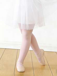 4pcs Girls' Dance Tights, Solid Color Versatile Velvet Material Soft & Slim Fit Leggings, Suitable For Girls Dance Practice - Baby Pink - View 6