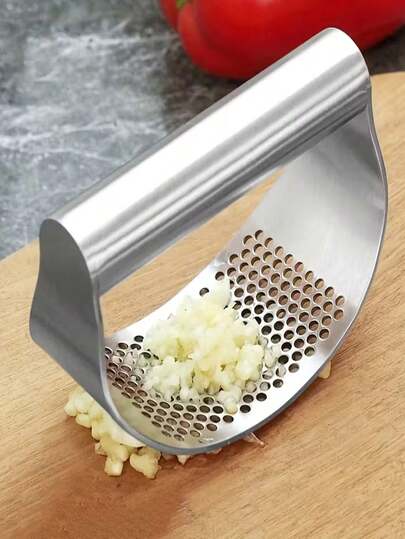1 pieza Prensa de ajo de acero inoxidable, herramienta trituradora de ajo fácil de limpiar, portátil y almacenable, utensilio de cocina