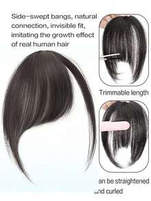Women's Synthetic Bangs Wig, Natural Forehead Bangs, Retro Side Bangs, Seamless Thin Hairline, Hair Clips, Hair Pins, Hair Accessories, Women's Hair Accessories, Hair Extensions, Wig Pieces, Suitable For Beach Outings, Parties, Weddings, Back To School, Valentine's Day Beauty Home Bedroom Decor Hairband Hair Hoop - Multi-colored Side-parted Bangs - View 7