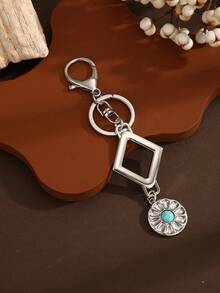 Nuevo accesorio de bolso y llavero de coche, material de metal con incrustación de turquesa creativa, aleación de zinc con impresión térmica, adecuado para todas las estaciones - Plateado - Ver 4