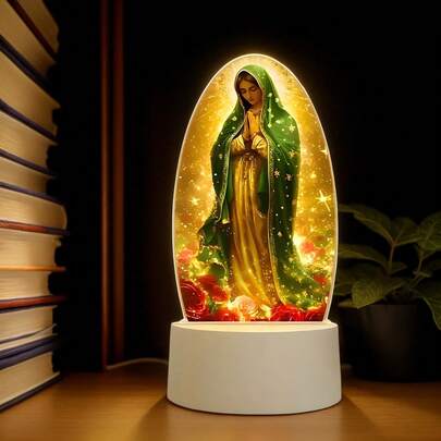 [Upgrade To Seven-Color Lighting]Sacred Guadalupe Virgin Prayer Lamp, Seven-Color USB-Powered Warm Light, Home Decor, Baptism, Worship, Spiritual Atmosphere, New Home Gift, Religious Home Decor