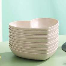 10件套15.5厘米心形塑料零食盘，可重复使用，可作开胃菜盘、糖果碟、水果盘，适用于厨房、派对、圣诞节、情人节、婚礼、婴儿派对，可用洗碗机清洗。 - 彩色 - 查看 10