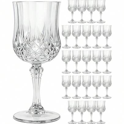 1/6/12 pezzi Set di 7oz Bicchieri da vino vintage riutilizzabili con stelo, infrangibili per matrimoni, cene all'aperto, San Valentino (12 pezzi, trasparente)