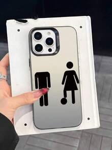 1 pieza Funda protectora de teléfono con gráfico 2D minimalista y elegante, con textura lujosa antideslizante, adecuada para Apple 17/16/15/14/13/12/11 Pro Max y Galaxy S23/S22/S21, A54/A53/A52/A34/A15, un regalo ideal para colegas, amigos, familia, parejas, cumpleaños, Año Nuevo, San Valentín, Ramadán, Pascua - Negro - Ver 2
