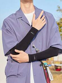 CAMEL CROWN Mangas de protección solar para exteriores, protección UV para conducir y ciclismo, mangas de protección solar de seda de hielo - Negro - Ver 2
