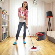 Spin Mop Mop Compatible With O Cedar 1 System, 2 Microfiber Mop Heads Replacements, 58 Inch Mop Replace Handle, 1 Scrub Brush Attachment And 1 Mop Base Ocedar EasyWring Spin Mop - L-5 - Xem 9