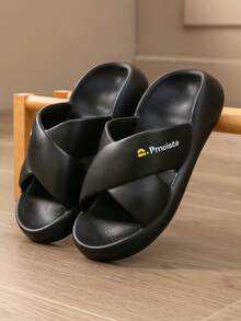 Slides For Women Cross-Over Shower Slides For Women Soft House Slippers Simple Fashionable EVA - Hitam - View 5