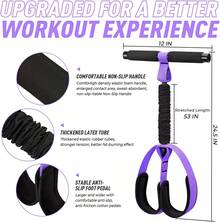 Upgraded Durable Pedal Resistance Band With Handle, Thickened Latex Tubes And Soft Foam Fabric Foot Pedal, Sit Up Exercise Equipment For Abdomen, Waist, Arm, Core/ABS, Leg, Physical Therapy - Màu tím - Xem 4