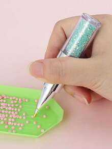 1 Set Of Lip-Shaped Diamond Embroidery Pen | 5D Diamond Painting Tool, Diamond Dot Pen, Suitable For Hand Embroidery, Plastic Material - View 3