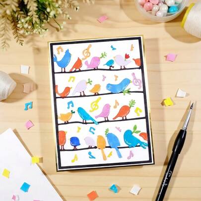 Birds Background Metal Cutting Dies Stencils For DIY Scrapbook Photo Album Paper Card Decorative Craft Embossing Dies