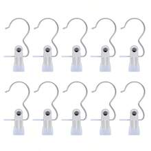 10pcs/Set Clothing Clips, Durable And Rust-Proof Design, Easy-To-Use Hanger Accessories, Flat Mouth 3-Prong Pants Clips For Pants, Hats, Socks - Multicolor - View 14