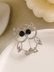 1pc Minimalist Chic Smooth Owl Brooch, Gold/Silver Color, Versatile Elegant Luxury Boutique Accessory For Women Gifts For Mother, Father, Graduation, And Teacher - Multicolor - View 7