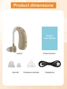 Rechargeable Hearing Aids Earphone, USB Power Supply, Polymer Lithium-Ion Battery, Audio Enhancement, Clear Communication Hearing Aids Earphone. - Khaki - View 7