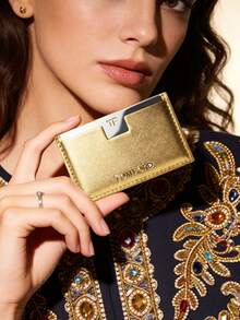 Tom Ford Metal Double-Sided Makeup Mirror With Card Clip, Touch Control Cosmetic Mirror, Card Wallet - Gold - View 3