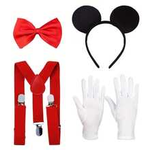 4pcs Mouse Costume Set Including Headband And Suspenders, Suitable For Men And Women Halloween Animal Costume Dance Party - Multicolor - View 1