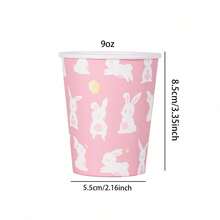 10/20/40/60pcs,Pink Easter Bunny Disposable Paper Cups, Cartoon Rabbit Disposable Paper Cups, Easter Pastel Pink Disposable Paper Cups Cute Happy Easter Bunny Design 9oz Paper Cups For Easter Celebrations Birthdays Gatherings Vibrant Eye-Catching, White Rabbit Paper Cup For Juice Coffee Hot Cold Drink Home Party Supplies - Multicolor - View 7
